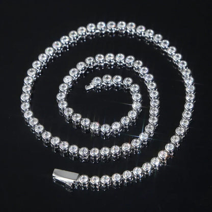 Geometric High Quality Fashion Women Jewelry Bezel Set Round Shaped Tennis Chain Bracelet Necklace Set