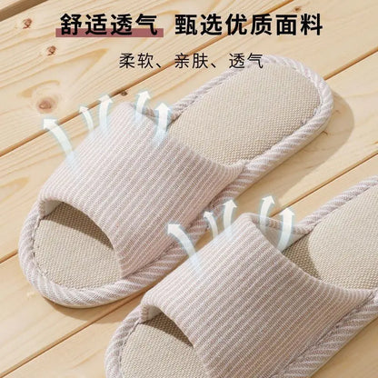 Four Season Linen Home Slippers Women Indoor Bedroom Women House Slides Autumn Unisex Lovers Shoes Adults Outdoor Casual Sandals