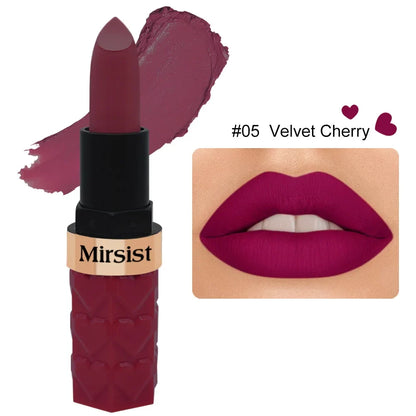 Matte Lipstick Nude Peach Brown Cherry Shades Velvety Smooth Long-Lasting Rich Pigment Waterproof Non-Stick Cup Lip Stick Makeup