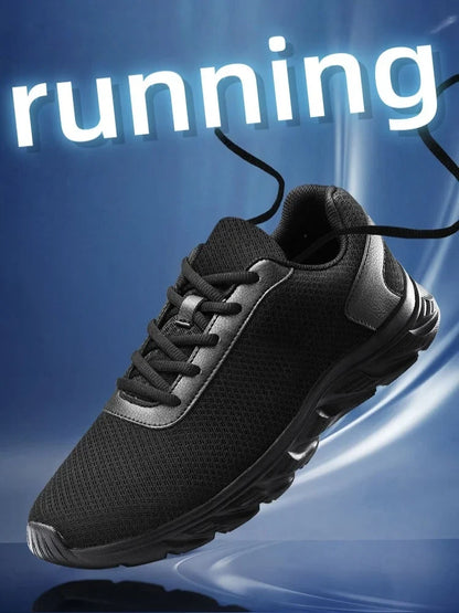 Men's Casual Sports Shoes Men's Black Mesh Breathable Running Shoes Soft Bottom Light Flat Bottom Work Shoes