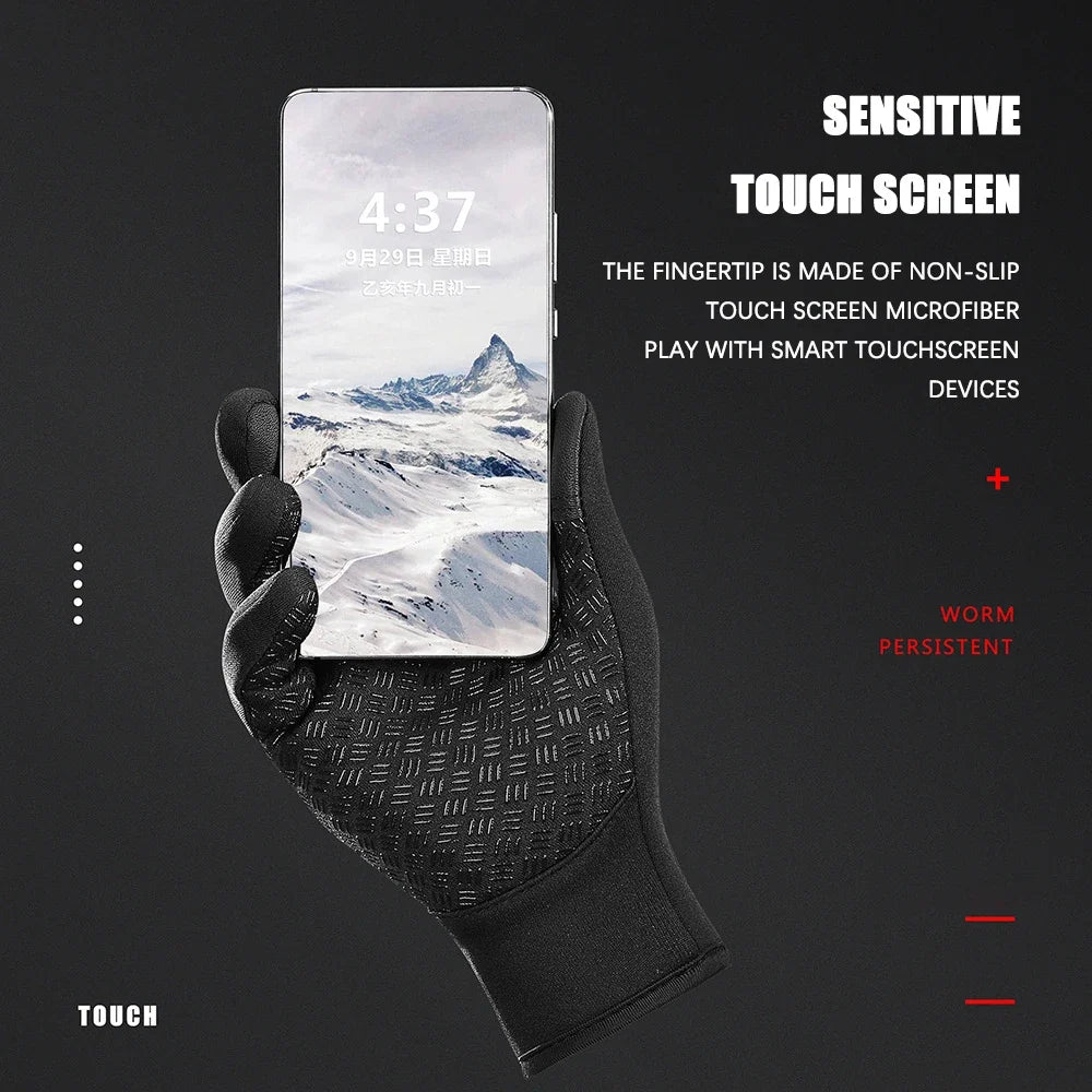 Winter Cycling Gloves Men Women Motorcycle Fleece Sport Zipper Autumn Touch Screen Warm Water-Repellent Windproof Non-slip Glove