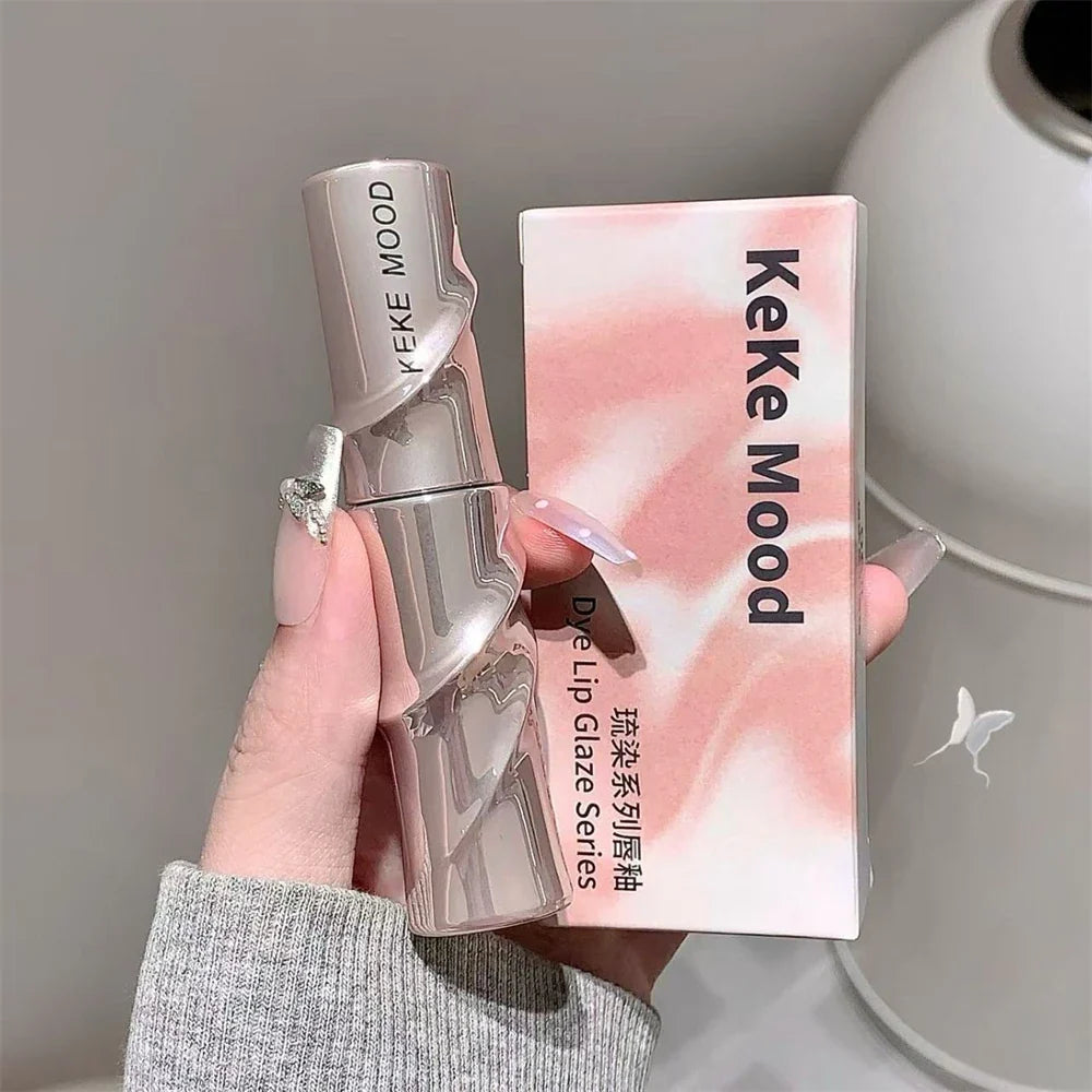 Crystal Nude Gray Glossy Lip Stain Mirror Korean Lip Glaze Sheer Nude Glitter Lip Tint Watery Shine Plumping Lipgloss Cosmetics