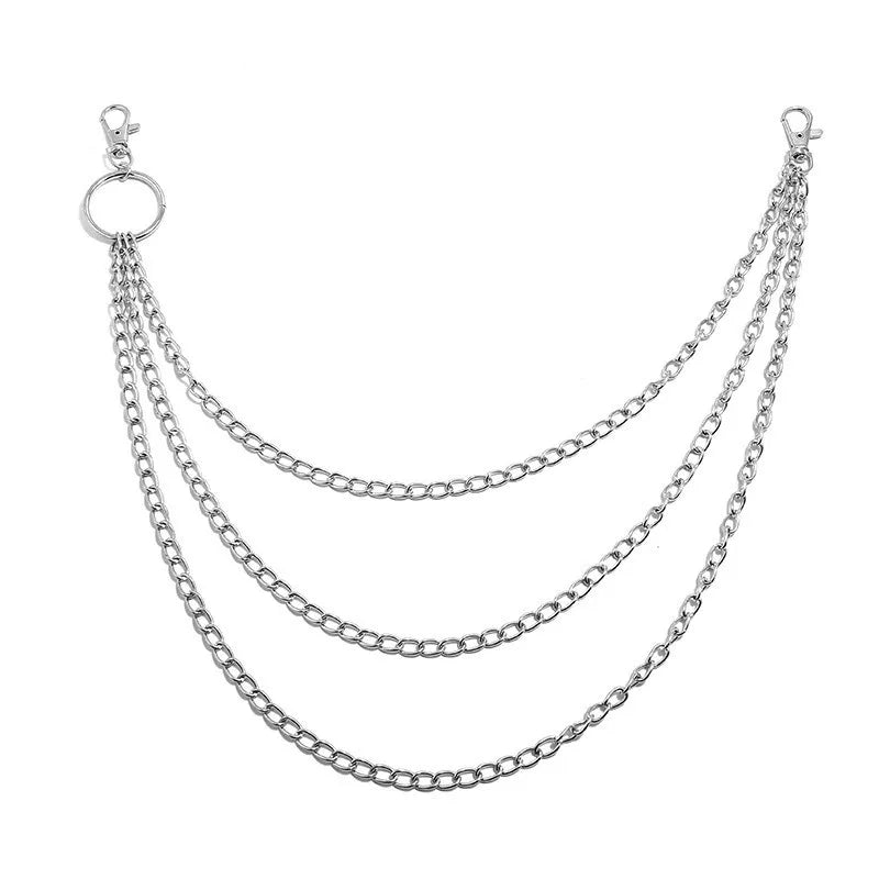 Metal Belt Chain HipHop Rock Punk Hook Trousers Pant Waist Link Metal Wallet Chain Keychain Ring Clip Keyring Jewelry