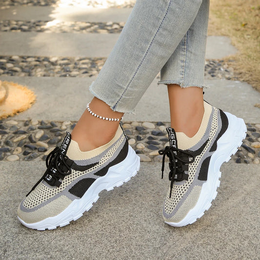 Women's Shoes - Summer 2026 Casual Sports Shoes, Breathable and lightweight, Dual-Color or Single-Color Fashionable Work Shoes