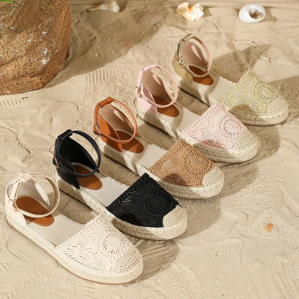 New 2026 Summer Women's Vintage Flats Hemp Rope Bottom Sandals Comfortable Sandals Women's Fisherman Sandals Sandalias De Mujer
