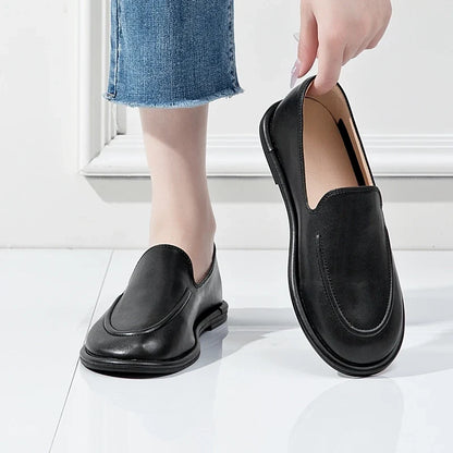 AIYUQI Loafers Women 2026 New Spring Round Toe One Foot Slip-on Shoes Women Genuine Leather Soft Flats Shoes Women