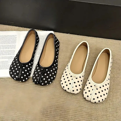 2026 New Women's Polka Dot Split-Toe Flats, Soft Slip-On Ballet Shoes, Comfortable Fashion Casual Flat Shoes for Ladies