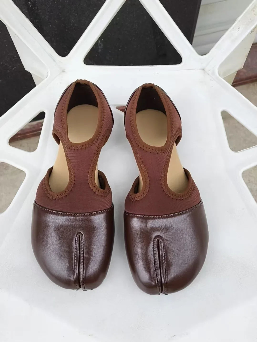 Women Brand Mary Janes Shoes Summer Split Toe Tabi Walking Sneakers Casual Splicing Loafers Designer Ballet Flats Shoes балет