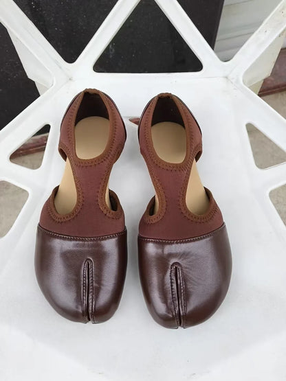 Women Brand Mary Janes Shoes Summer Split Toe Tabi Walking Sneakers Casual Splicing Loafers Designer Ballet Flats Shoes балет