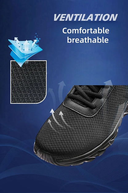 Men's Casual Sports Shoes Men's Black Mesh Breathable Running Shoes Soft Bottom Light Flat Bottom Work Shoes