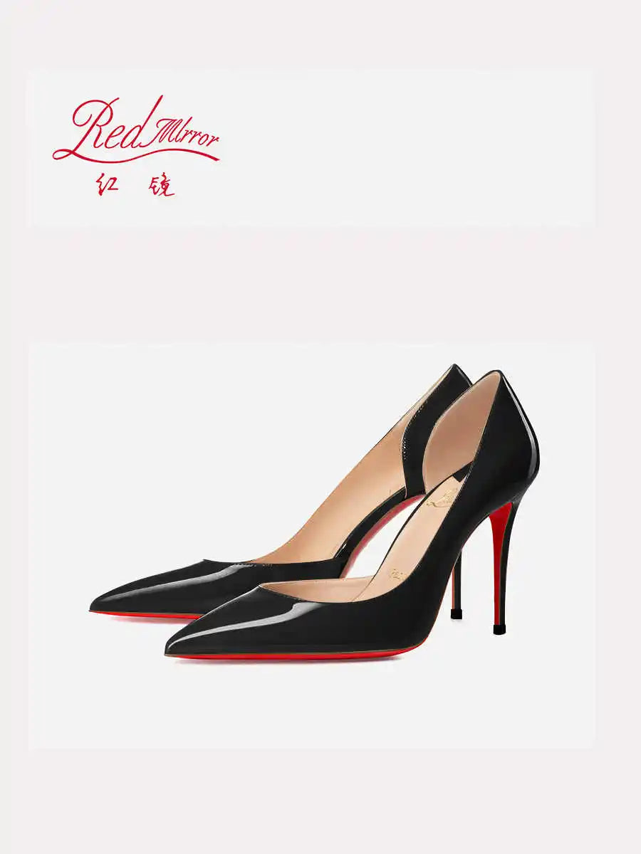 Elegant Hollow Women's High Heels 2026 Luxury Brand Black Pointed Toe Pumps Red Shiny Bottoms Sexy Fashion Ladies Shoes Women