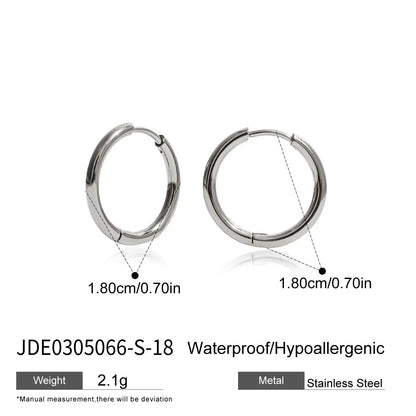 Uworld Simple Classic 18K Gold Color Plated Stainless Steel 2MM Coil Earrings Women's Accessories Party Gift
