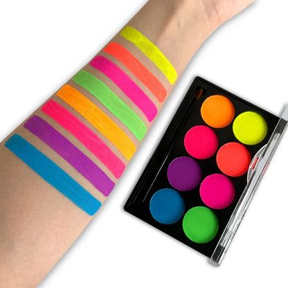 8 Colors Body Painting Palette for Tattoo Art UV Glow in The Dark Makeup Carnival Artist Cosplay Art Party Festival Cosmetics