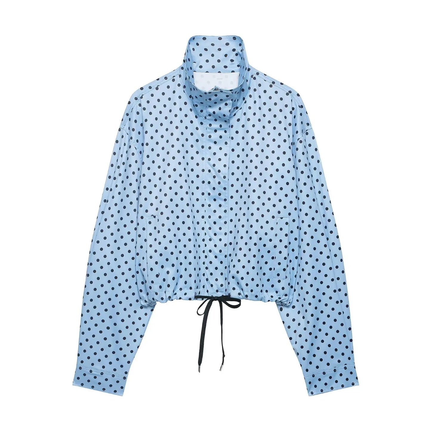 TARUXY Fashion Polka Dot Print Jacket Coat Women's Stand Collar Long Sleeved Workwear Coat Ins Hot Short Casual Female Jackets