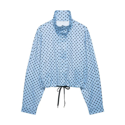 TARUXY Fashion Polka Dot Print Jacket Coat Women's Stand Collar Long Sleeved Workwear Coat Ins Hot Short Casual Female Jackets