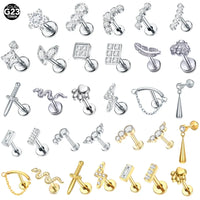 1Pc G23 Titanium Cartilage Stud Earrings for Women Lip Stud Labret Piercing Helix Daith Piercing Body Jewelry