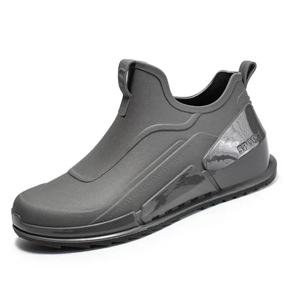 Men's Rain Boots Ankle Waterproof Shoes Men Casual Fishing Work Shoes Slip on Non-slip Rain Shoes Womens Kitchen Rubber Shoes