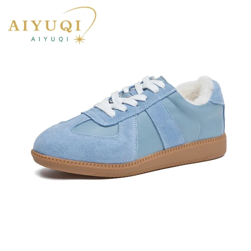 AIYUQI Women's Sneakers 2026 New Genuine Leather Ladies Moral Training Shoes Casual Spring Flat Shoes Women