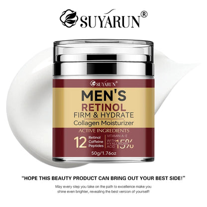 Collagen Retinol Men's Face Cream - Anti-Aging Wrinkle Reduction & Firming Moisturizer, Oil-Free Hydrating Skincare for Men.