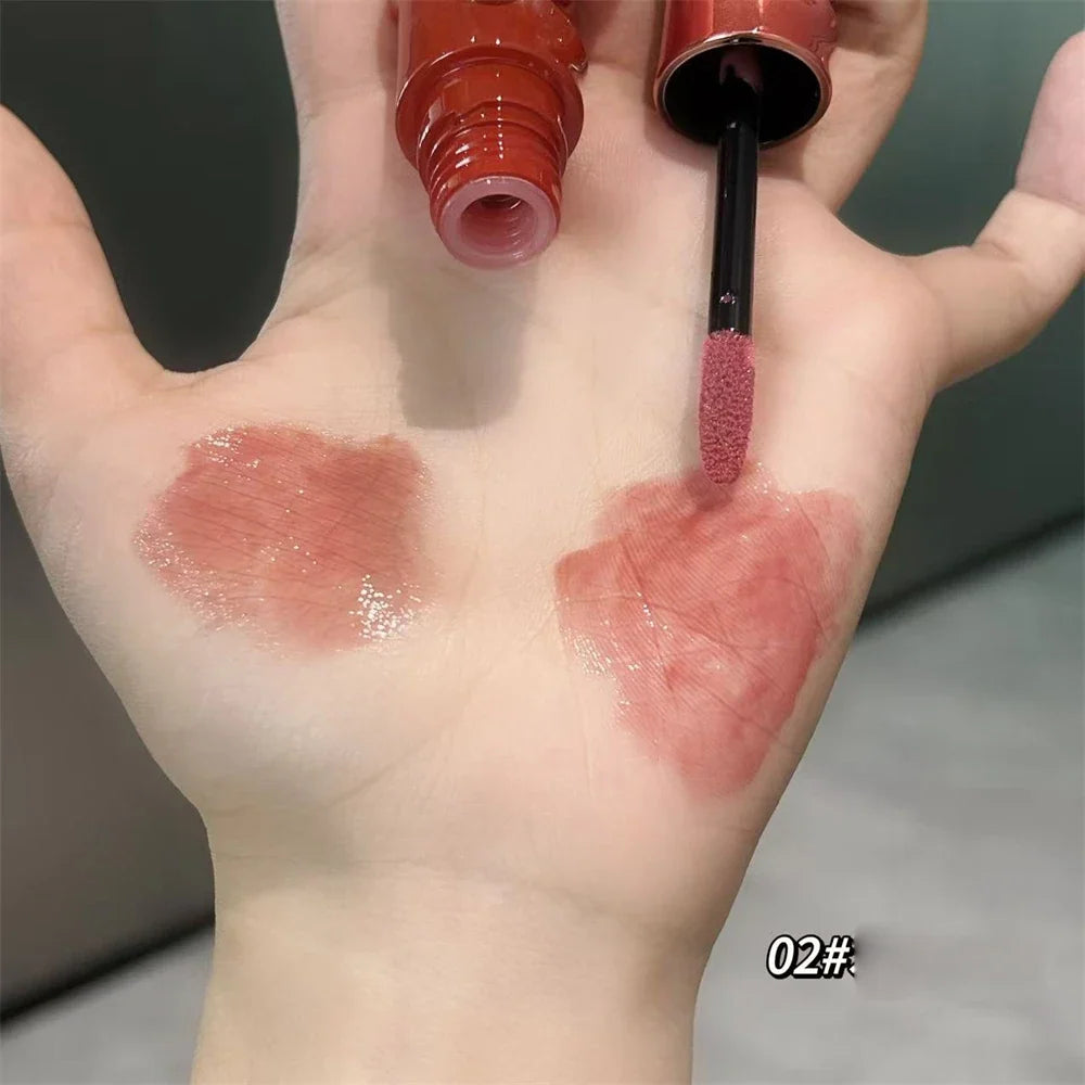 Crystal Nude Gray Glossy Lip Stain Mirror Korean Lip Glaze Sheer Nude Glitter Lip Tint Watery Shine Plumping Lipgloss Cosmetics
