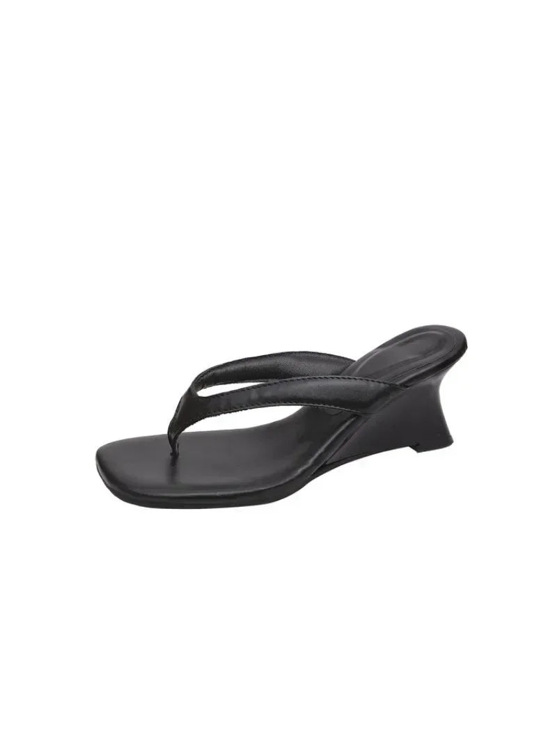 Designer Brand Wedge Heel Slipper Slides Women Clip Toe Flip Flops Narrow Sandals Shoes Casual Female Slipper Sandalia Mujer