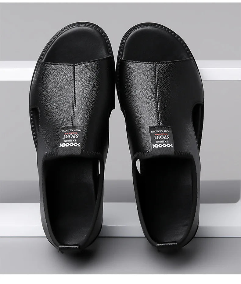 Brand Man Sandals Designer Fashion Leather Casual for Men Summer Comfortable Beach Slippers Outdoor Non-slip Men Sandalias 2026