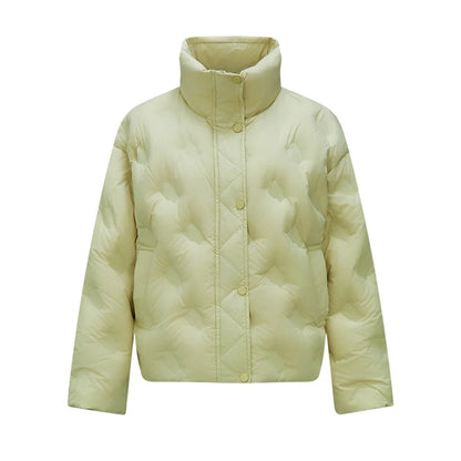 Semir Down Jacket Women Thin Houndstooth Loose 2024 New Winter Waterproof Windproof Stand-Up Collar Wear Down Jacket