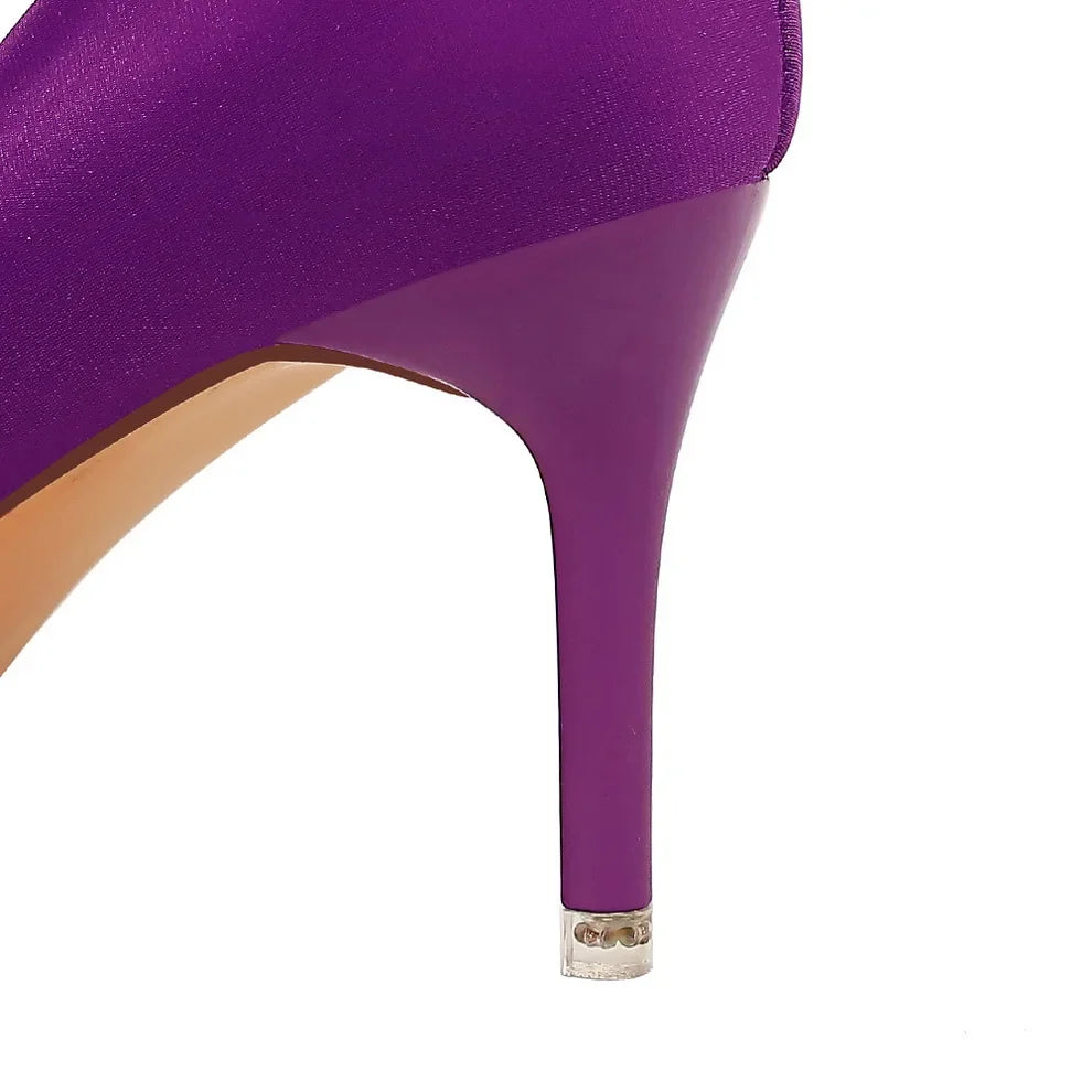 BIGTREE Shoes Satin Women Pumps 2025 New Purple High Heels Fashion Women Shoes Stiletto Luxury Noble Party Shoes Women Heels