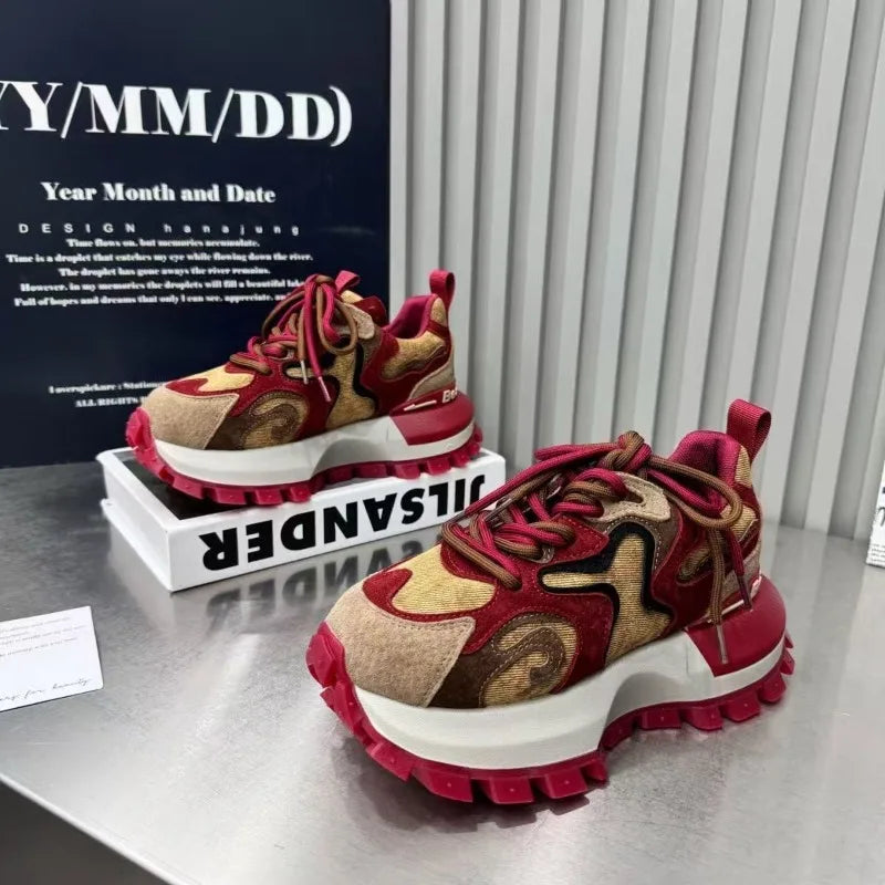 2026 Spring New Breathable and Versatile Fashionable Thick Bottom Anti Slip Casual Lightweight Forrest Dad Shoes for Women