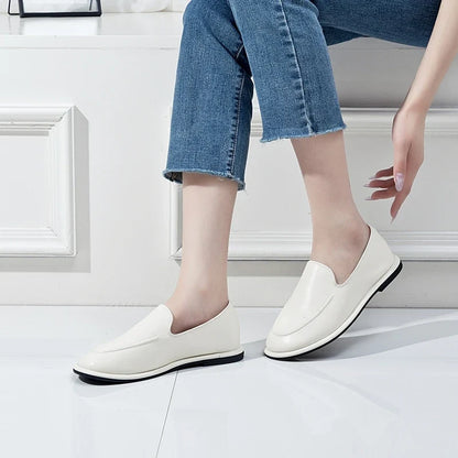 AIYUQI Loafers Women 2026 New Spring Round Toe One Foot Slip-on Shoes Women Genuine Leather Soft Flats Shoes Women