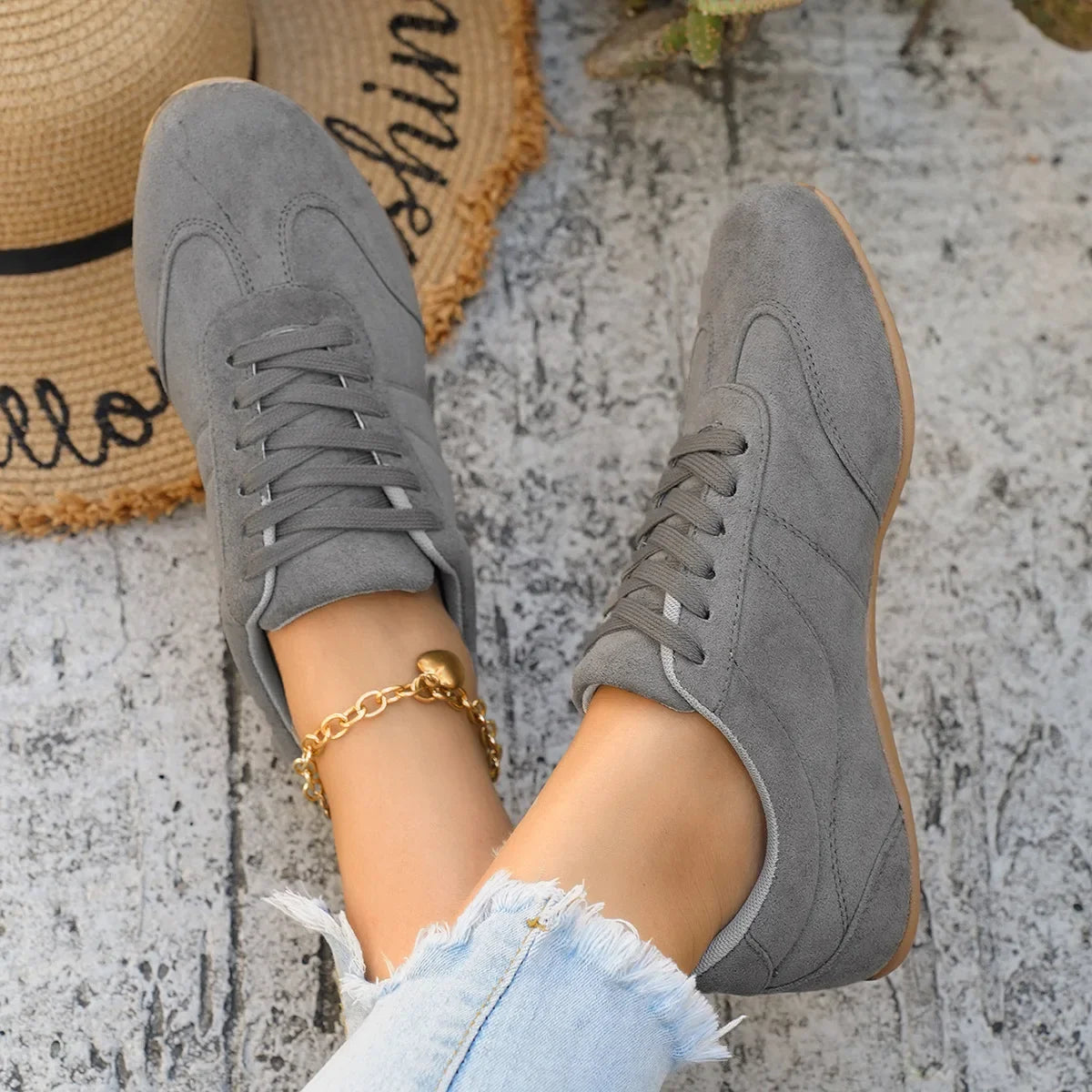 Women's Casual Flat-soled Non-slip Wear-resistant Sport Shoes Spring Autumn Round-toe Soft and Comfortable Women Single Shoes
