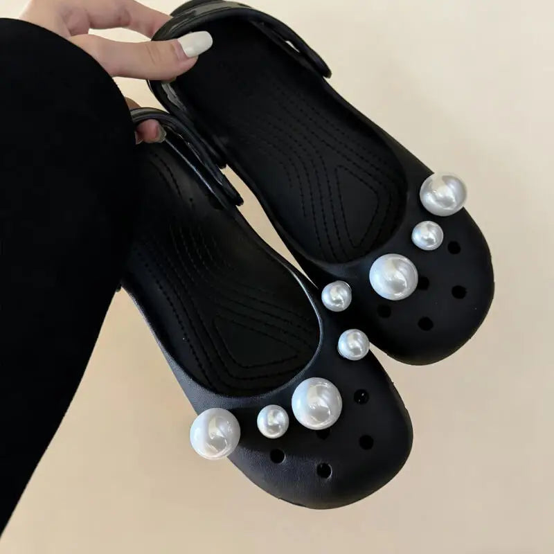 Elegant Polka Dot Bowknot DIY Shoes Charms Set 2026 New Luxury Faux Pearl Ballet Clogs Accessories Woman's Shoes Decorations