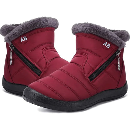 Women's Winter Snow Boots Faux Fur Lined Waterproof Ankle Booties Side Zipper Warm Outdoor Short Boots for Cold Weather