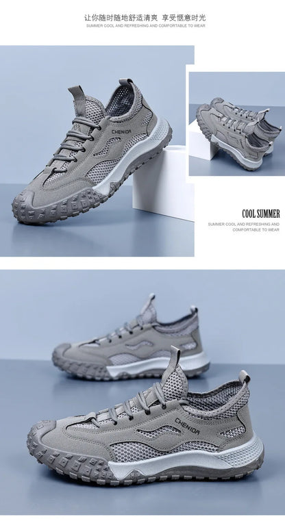 Oulylan Men's Summer Breathable Hollow Mesh Wading Shoes 2026 Outdoor Hiking Climbing Non-Slip Sport Sneakers Size 39-44