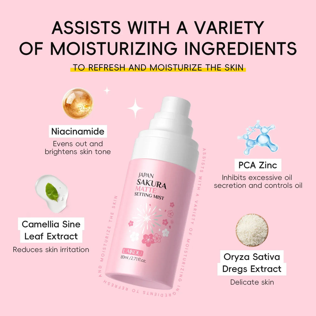 Sakura Matte Setting Spray 80ml Long Lasting Makeup Fixer Moisturizing Oil Control Non Sticky Face Mist For All Day Fresh Look