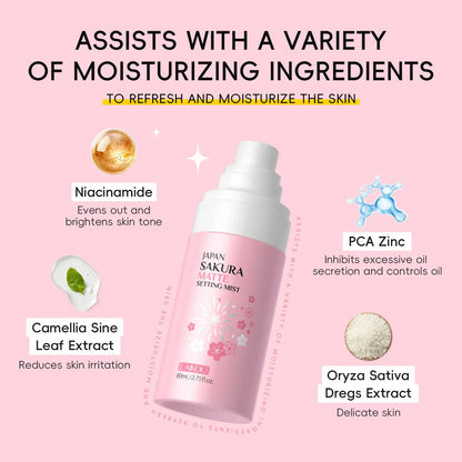 Sakura Matte Setting Spray 80ml Long Lasting Makeup Fixer Moisturizing Oil Control Non Sticky Face Mist For All Day Fresh Look