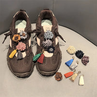 1Pcs Autumn Winter Maillard Tassel Pendant Shoe Charms Leather Flower Shoelace Buckle Sports Shoe Decoration Accessory Buckle