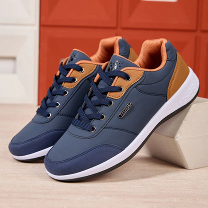 ZERJER New Arrival Men's Comfortable Casual Shoes, Fashion Leather Non-slip Sneakers, Breathable Lightweight Flat Shoes for Dail