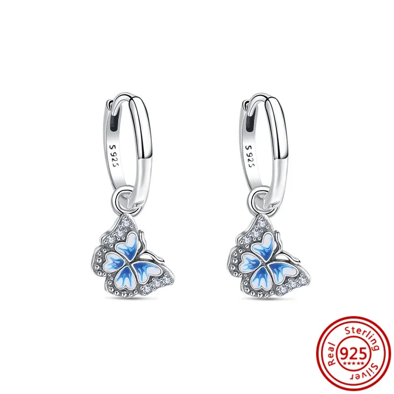 Hot Sale 925 Sterling Silver Heart Earrings Fit Original Charms Hoop Earrings For Women Girls Stud Earring Fine Jewelry Gifts