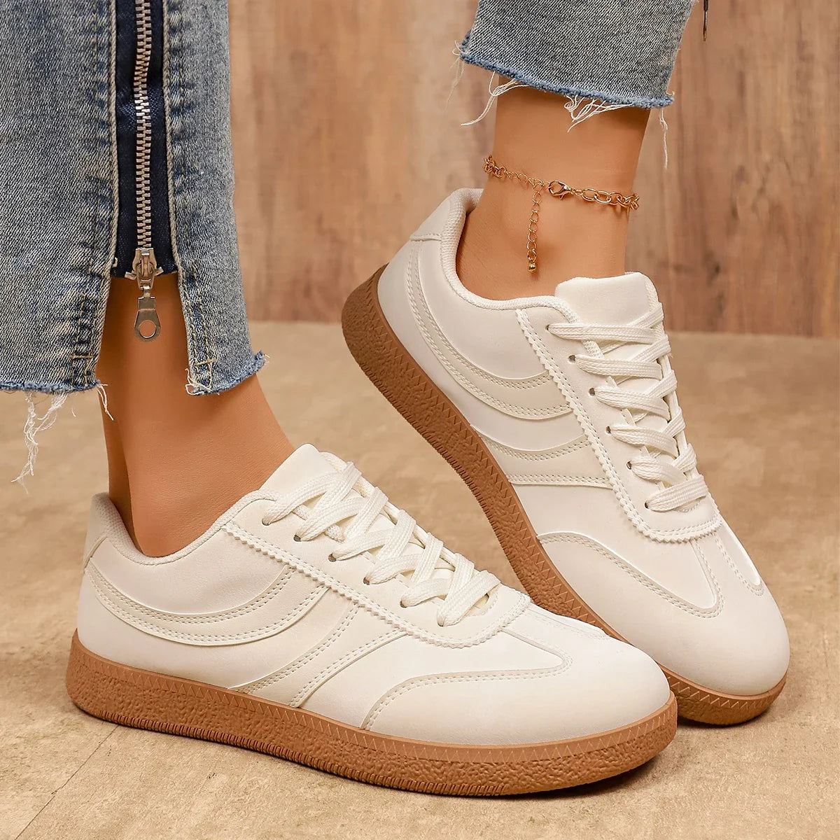 Retro Brown Platform Sneakers Women 2026 Flat Trend German Training Shoes Woman Plus Size 43 Non-slip Thick Sole Vulcanize Shoes