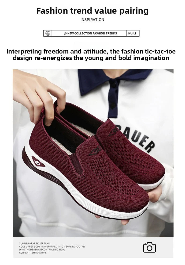 Women's Shoes Spring and Autumn New Mesh Breathable Casual Shoes Outdoor Lightweight Non-slip Wedge Heel Thick-soled Sneakers