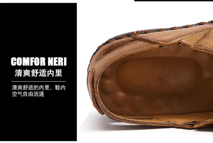 Summer Men Sandals Genuine Leather Mens Casual Shoes Outdoor Men Leather Sandals for Men Beach Shoes Roman mens Shoes