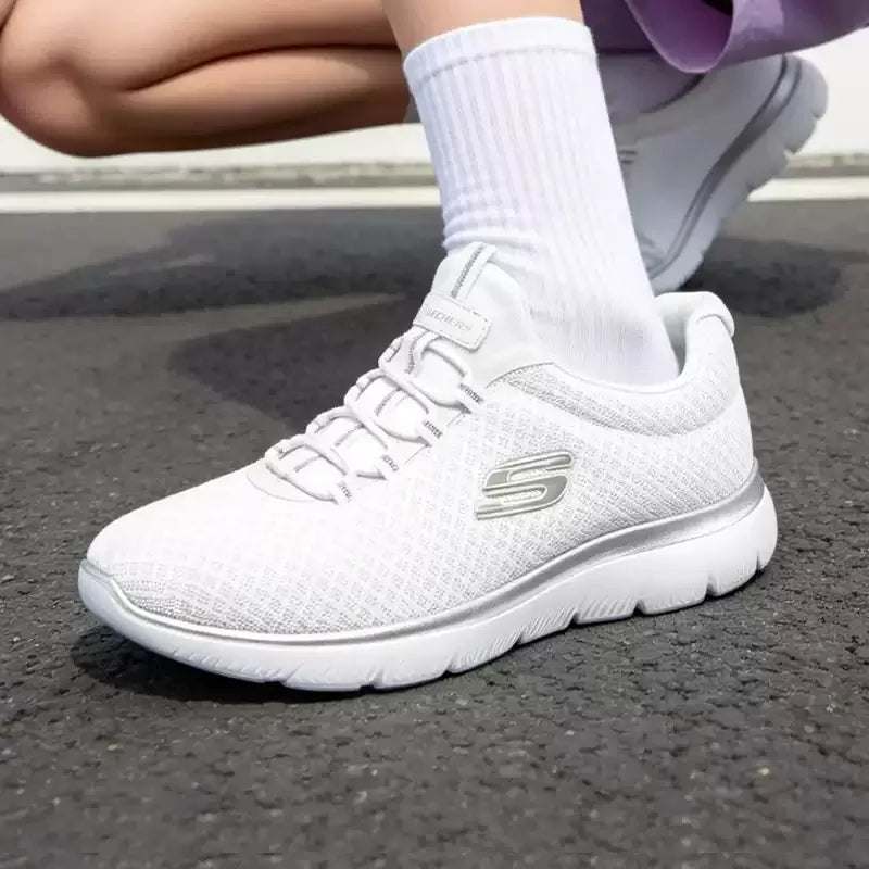 Skechers Women's Spring Shoes, Breathable Mesh Athletic Sneakers, Lightweight Running Shoes with Soft Soles 12980-GYPK