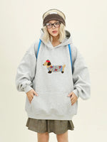 Women Sweatshirt Streetwear Couples Tops Casual Loose Hoodie Autumn Winter Cartoon Dog Embroidery Hooded Pullover