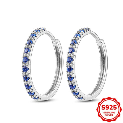 Original 925 Sterling Silver Blue Zirconium Butterfly Earrings Colored Hoop Earring Women Female Party Fine Earring Jewelry Gift