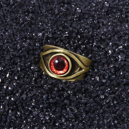 Men's Minimalist Niche Hip Hop Punk Red Maroon Eyes Cosplay Ring Character Props Retro Creative Trend Ring Personalized Jewelry