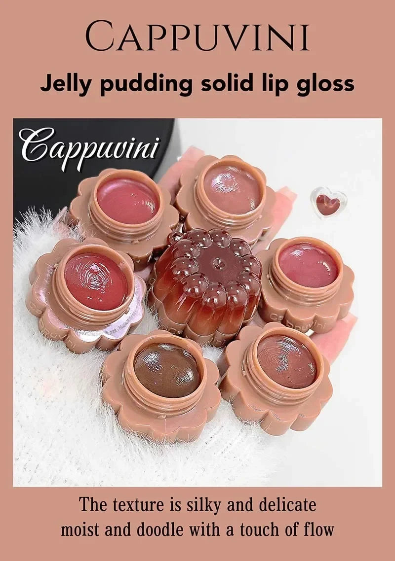 Jelly Solid Water Mirror Lip Gloss Shine Plumping Lip Balm Light Red Brown Natural Lasting Moisturizing Lip Tint Lipstick Makeup