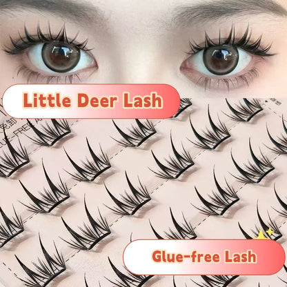 MJ Self Adhesive DIY Lashes No Glue Needed Reusable Bottom Lash  Fluffy Cluster Eyelash Korean DIY Manga Lash Extension At Home