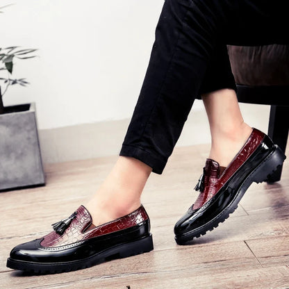 Men Loafers PU Splicing Tassel Decoration Low Heel Comfortable Classic Daily Business Men Shoes