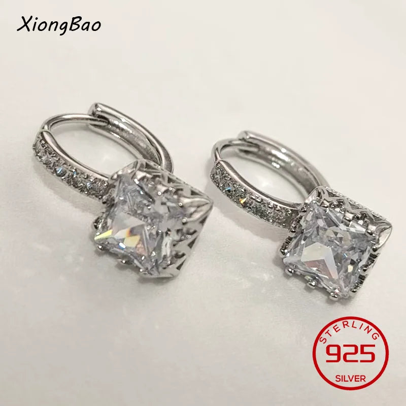 925 Sterling Silver Earrings New Women Elegant Temperament Sterling Anniversary Gift Fashion Jewelry Accessories Geometric Ears
